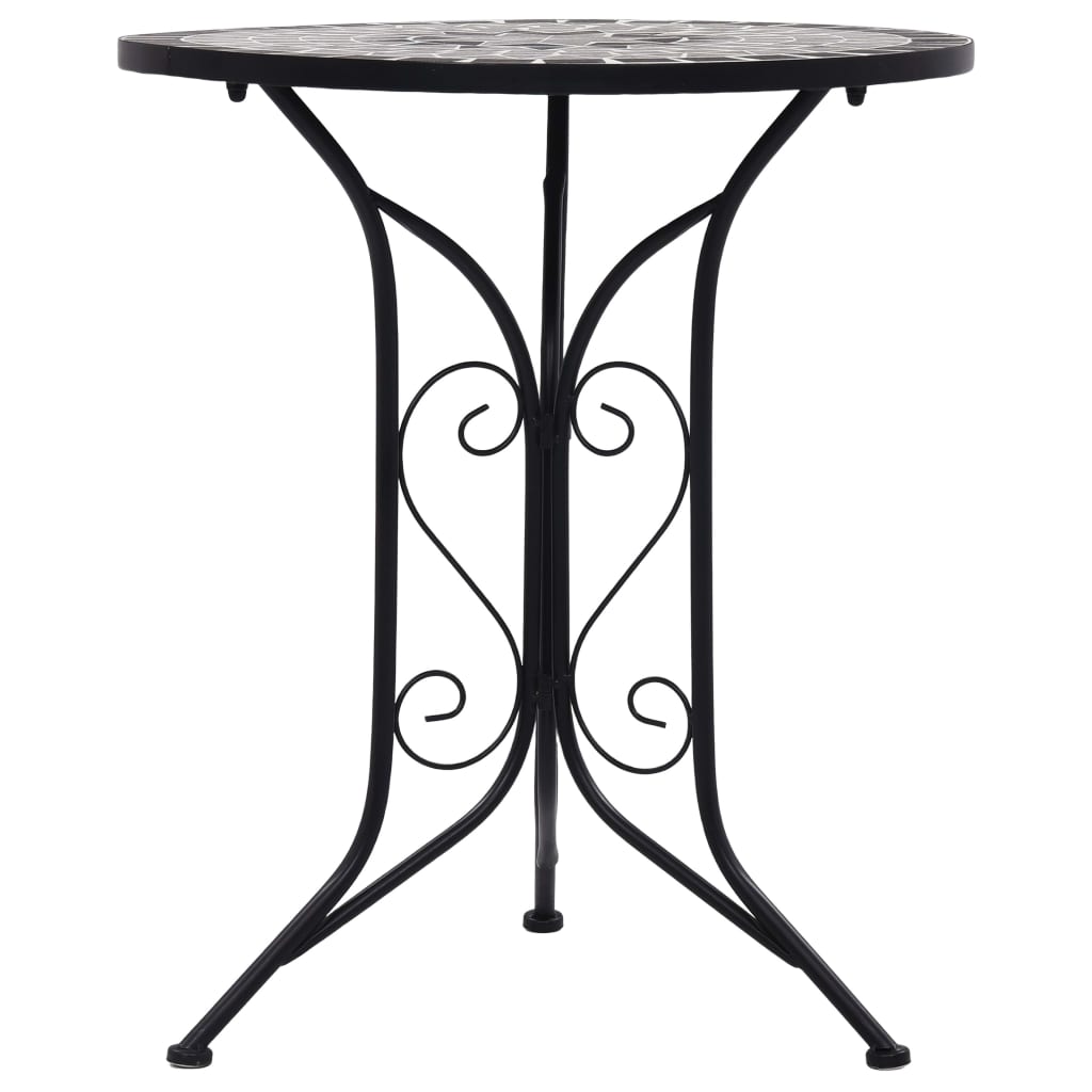 Mosaic Bistro Set | Grey and Black | Powder-coated iron and ceramic