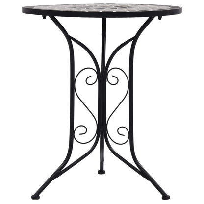 Mosaic Bistro Set | Grey and Black | Powder-coated iron and ceramic
