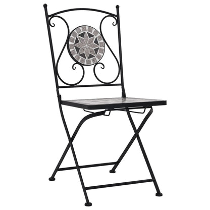Mosaic Bistro Set | Grey and Black | Powder-coated iron and ceramic