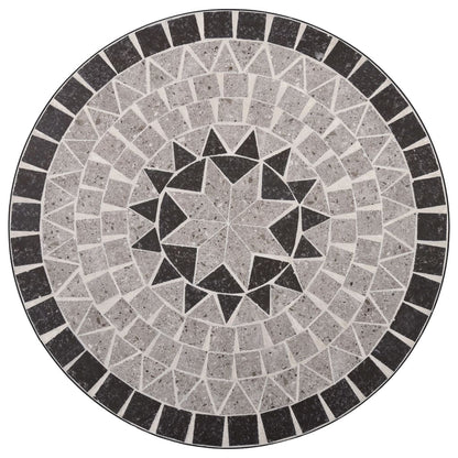 Mosaic Bistro Set | Grey and Black | Powder-coated iron and ceramic