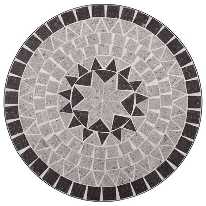 3 Piece Mosaic Bistro Set Ceramic Tile Grey