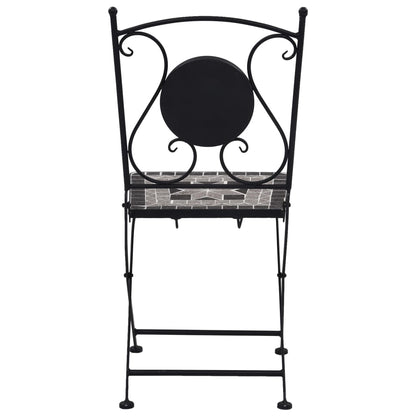 Mosaic Bistro Set | Grey and Black | Powder-coated iron and ceramic