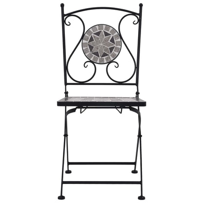 Mosaic Bistro Set | Grey and Black | Powder-coated iron and ceramic
