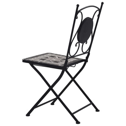 Mosaic Bistro Set | Grey and Black | Powder-coated iron and ceramic