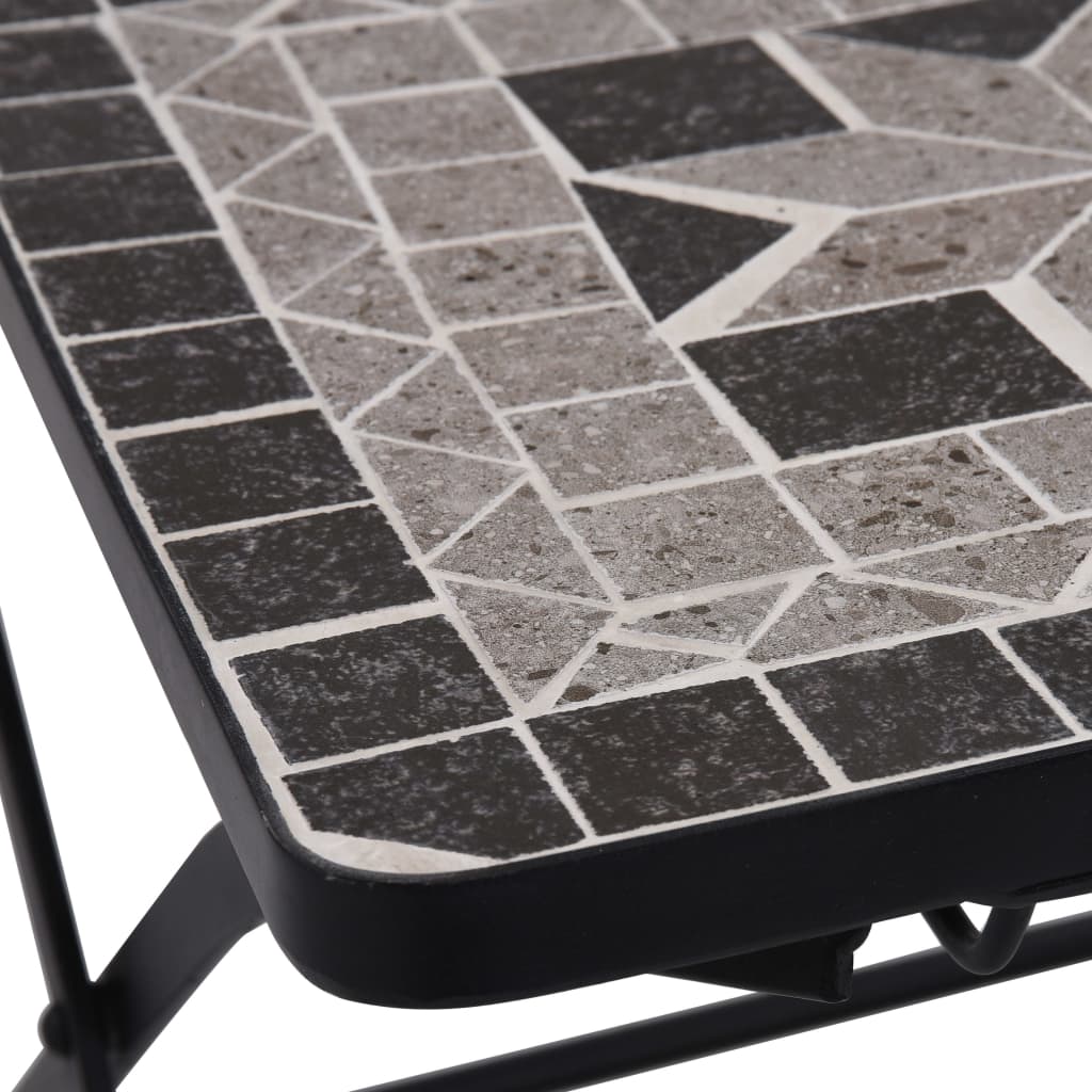 Mosaic Bistro Set | Grey and Black | Powder-coated iron and ceramic