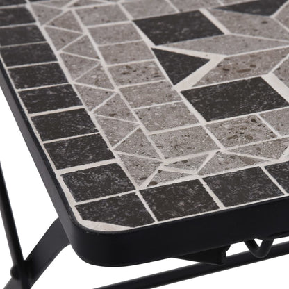 Mosaic Bistro Set | Grey and Black | Powder-coated iron and ceramic
