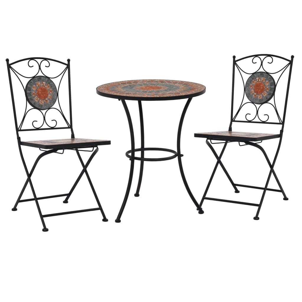 Mosaic Bistro Set | Terracotta, Grey, Orange