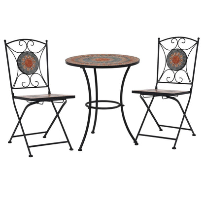 Mosaic Bistro Set | Terracotta, Grey, Orange