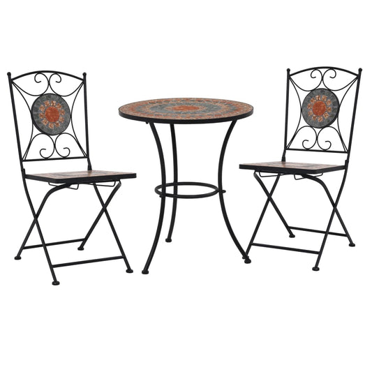 Mosaic Bistro Set | Terracotta, Grey, Orange