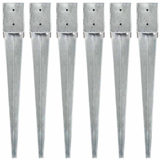145420 vidaXL Ground Spikes 6 pcs Silver 10x10x76 cm Galvanised Steel
