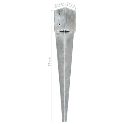 Ground Spikes 6 pcs Silver 10x10x76 cm Galvanised Steel