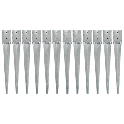 Ground Spikes 12 pcs Silver 10x10x76 cm Galvanised Steel