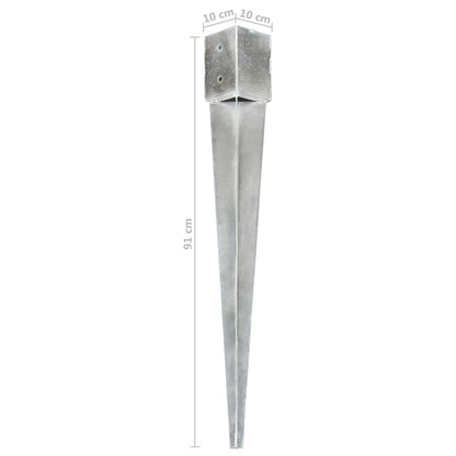 Ground Spikes 12 pcs Silver 10x10x91 cm Galvanised Steel