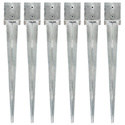 Ground Spikes 6 pcs Silver 12x12x89 cm Galvanised Steel