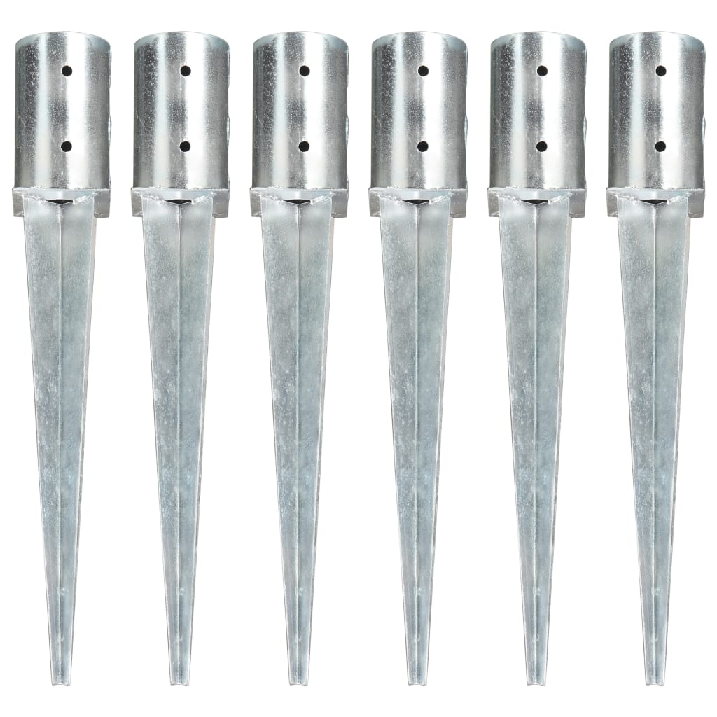 Ground Spikes 6 pcs Silver 8x61 cm Galvanised Steel