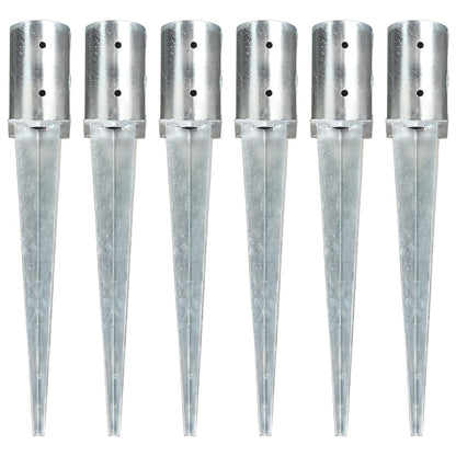 Ground Spikes 6 pcs Silver 8x61 cm Galvanised Steel