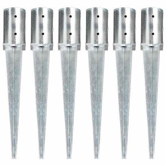 145430 vidaXL Ground Spikes 6 pcs Silver 8x61 cm Galvanised Steel