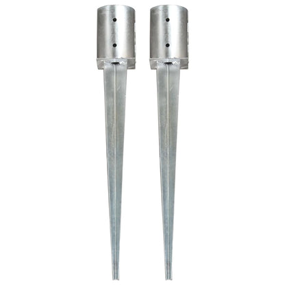 Ground Spikes 2 pcs Silver 10x76 cm Galvanised Steel