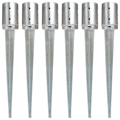 Ground Spikes 6 pcs Silver 10x76 cm Galvanised Steel