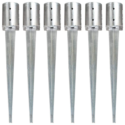 145432 vidaXL Ground Spikes 6 pcs Silver 10x76 cm Galvanised Steel