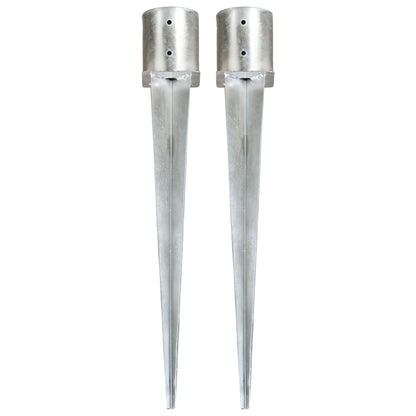 Ground Spikes 2 pcs Silver 12x91 cm Galvanised Steel