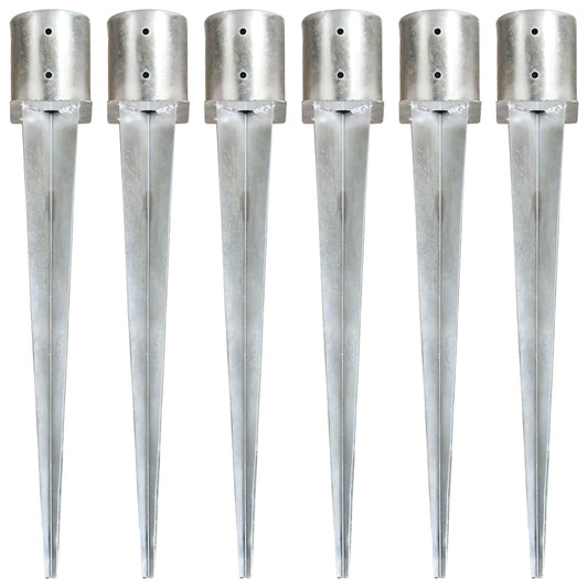 145434 vidaXL Ground Spikes 6 pcs Silver 12x91 cm Galvanised Steel