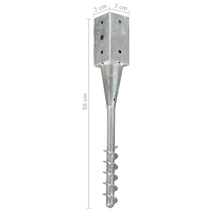 Ground Spikes 2 pcs Silver 7x7x56 cm Galvanised Steel