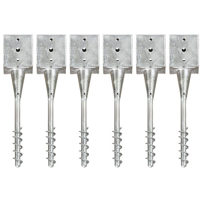 Ground Spikes 6 pcs Silver 12x12x56 cm Galvanised Steel