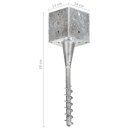Ground Spikes 6 pcs Silver 14x14x58 cm Galvanised Steel