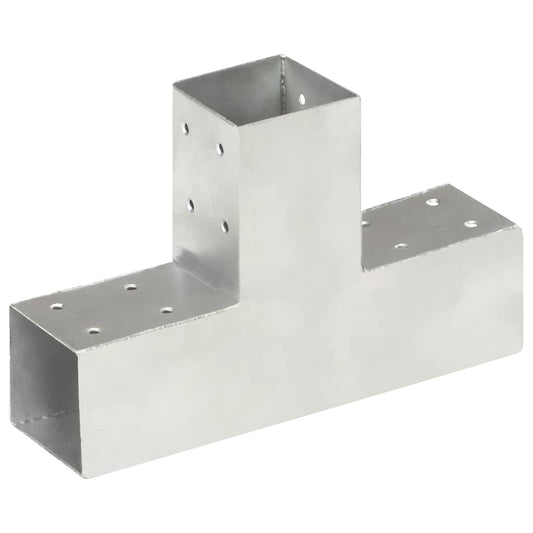 145456 vidaXL Post Connectors 4 pcs T Shape Galvanised Metal 71x71 mm