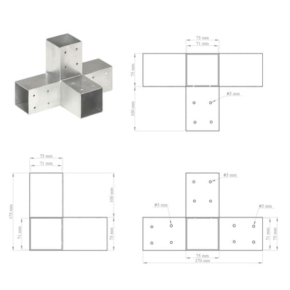 Post Connector X Shape Galvanised Metal 71x71 mm