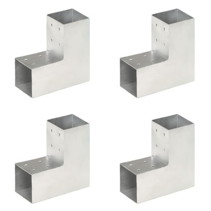 Post Connectors 4 pcs L Shape Galvanised Metal 81x81 mm