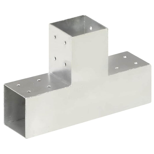 145464 vidaXL Post Connectors 4 pcs T Shape Galvanised Metal 81x81 mm