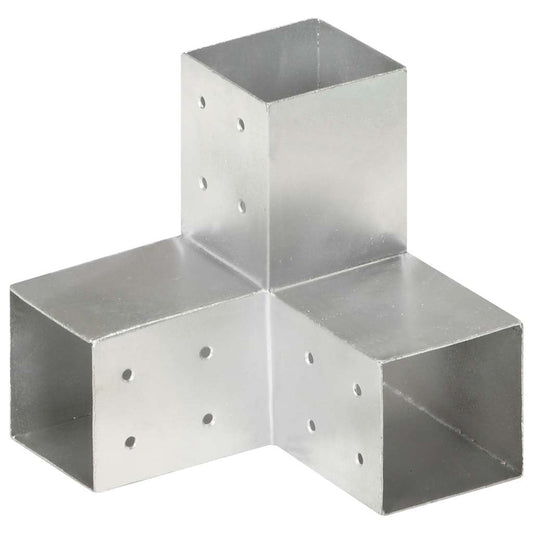 145466 vidaXL Post Connectors 4 pcs Y Shape Galvanised Metal 81x81 mm