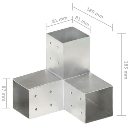 Post Connectors 4 pcs Y Shape Galvanised Metal 81x81 mm