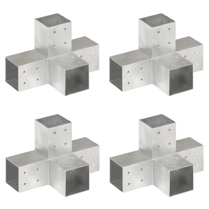 Post Connectors 4 pcs X Shape Galvanised Metal 81x81 mm