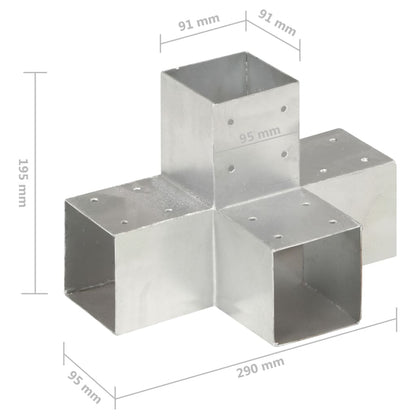 Post Connector X Shape Galvanised Metal 91x91 mm