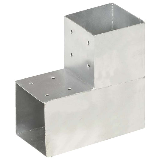 145478 vidaXL Post Connectors 4 pcs L Shape Galvanised Metal 101x101 mm