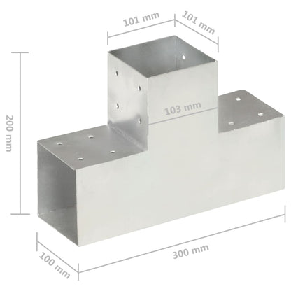 Post Connector T Shape Galvanised Metal 101x101 mm