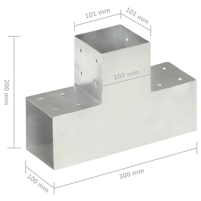 Post Connectors 4 pcs T Shape Galvanised Metal 101x101 mm
