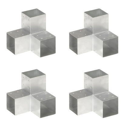 Post Connectors 4 pcs Y Shape Galvanised Metal 101x101 mm