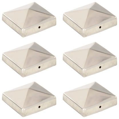 Pyramid Fence Post Caps 6 pcs Stainless Steel 81x81 mm