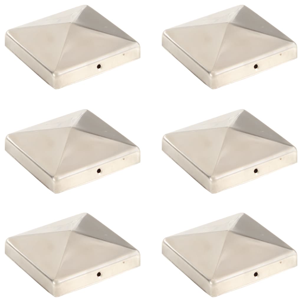Pyramid Fence Post Caps 6 pcs Stainless Steel 101x101 mm