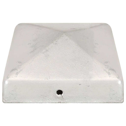 Pyramid Fence Post Caps 6 pcs Galvanised Metal 81x81 mm
