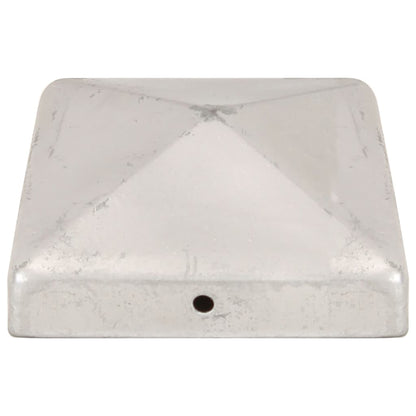 Pyramid Fence Post Caps 6 pcs Galvanised Metal 91x91 mm