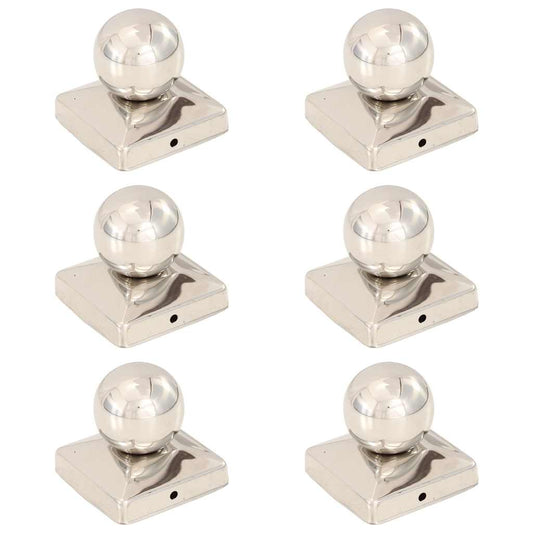 145494 vidaXL Post Caps 6 pcs Globe Final Stainless Steel 81x81 mm