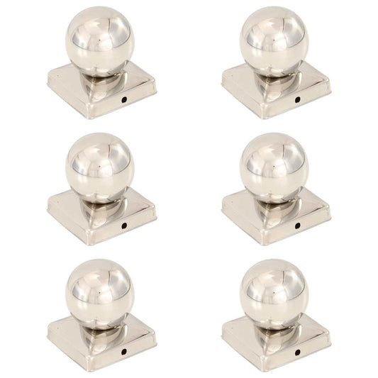 145496 vidaXL Post Caps 6 pcs Globe Final Stainless Steel 101x101 mm