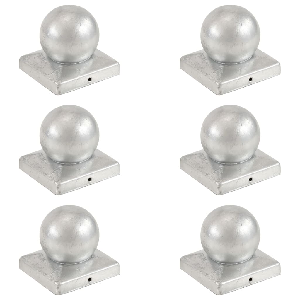 Post Caps 6 pcs Globe Final Galvanised Metal 101x101 mm