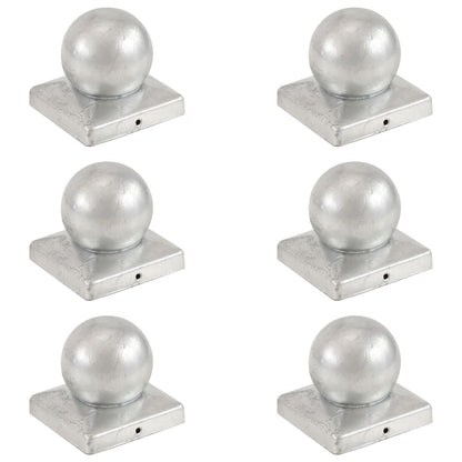 Post Caps 6 pcs Globe Final Galvanised Metal 101x101 mm