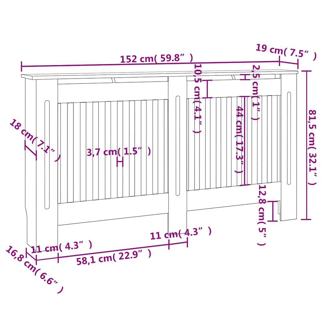 Radiator Cover Anthracite 152x19x81.5 cm MDF